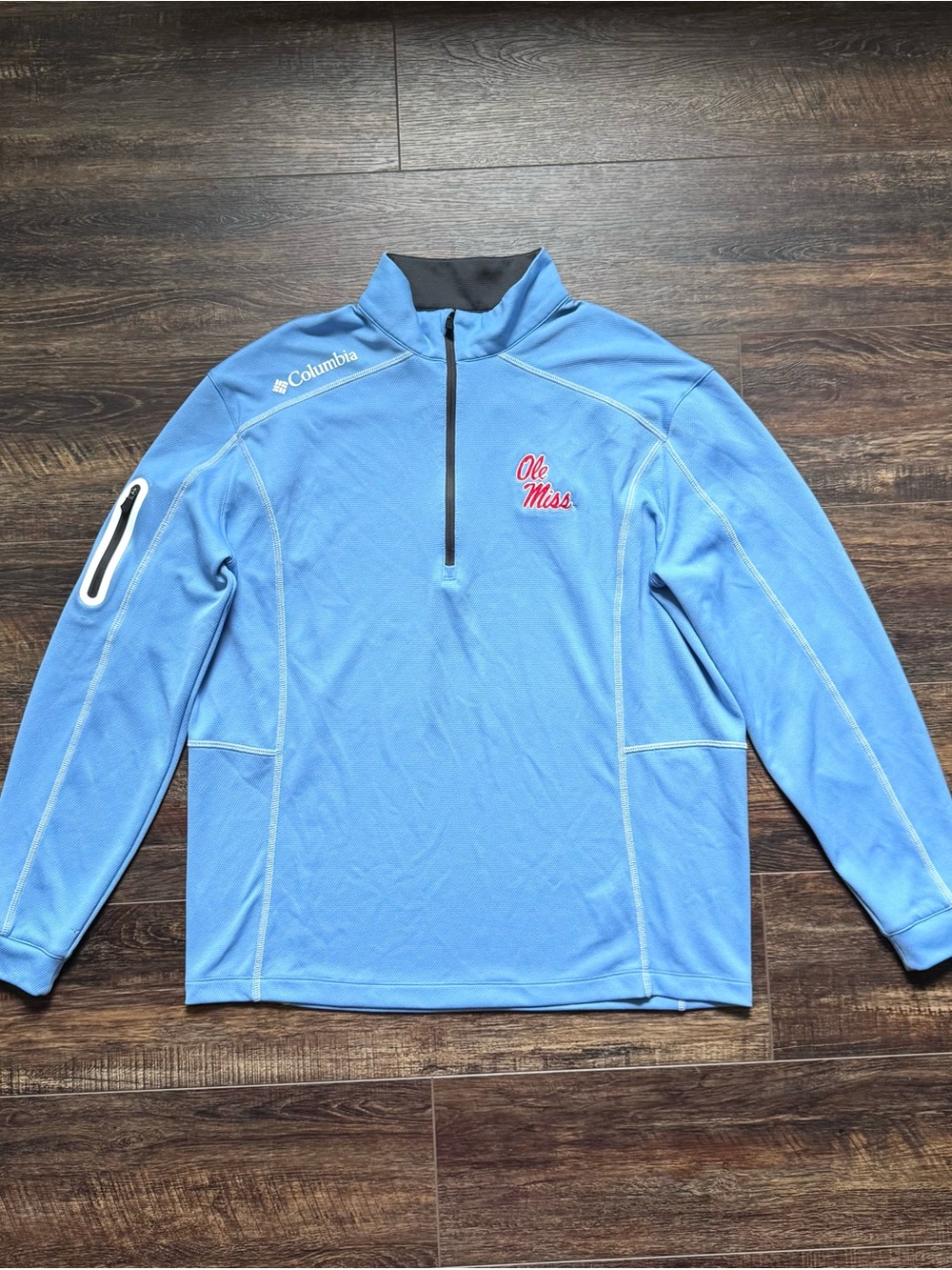 Ole Miss Columbia Golf Omni-Wick Pullover Mens Large Blue 1/4 Zip
